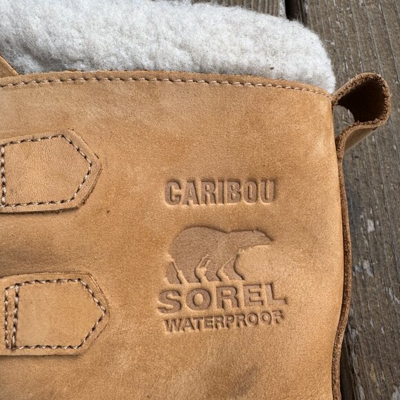EUC Sorel Caribou Tan and Black Lace Up Waterproof Leather Boots in Women's 9 - Picture 9 of 13